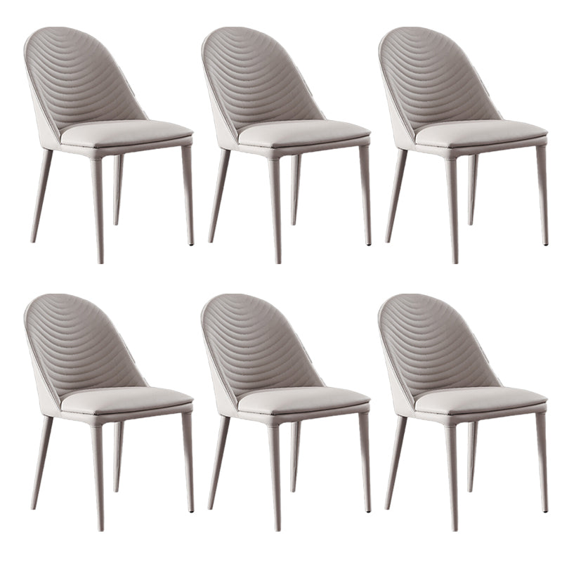 Faux Leather Dining Chair Parsons Upholstered Chair for Dining Room Light Gray 6 Piece Set Clearhalo 'Dining Chairs' 'Dining Tables & Seating' 'dining_chair' 'furn' 'furn_dining_chair' 'Furniture' 'Kitchen & Dining Furniture' 6278541