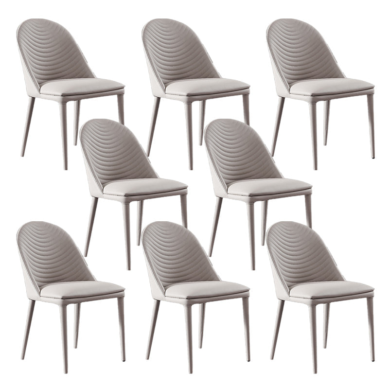 Faux Leather Dining Chair Parsons Upholstered Chair for Dining Room Light Gray 8 Piece Set Clearhalo 'Dining Chairs' 'Dining Tables & Seating' 'dining_chair' 'furn' 'furn_dining_chair' 'Furniture' 'Kitchen & Dining Furniture' 6278542