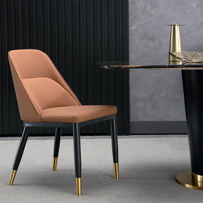 Glam Upholstered Dining Chairs Faux Leather Kitchen Dining Chair in Orange 1 Piece Clearhalo 'Dining Chairs' 'Dining Tables & Seating' 'dining_chair' 'furn' 'furn_dining_chair' 'Furniture' 'Kitchen & Dining Furniture' 6278544