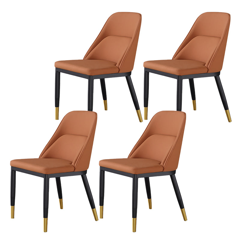 Glam Upholstered Dining Chairs Faux Leather Kitchen Dining Chair in Orange 4 Piece Set Clearhalo 'Dining Chairs' 'Dining Tables & Seating' 'dining_chair' 'furn' 'furn_dining_chair' 'Furniture' 'Kitchen & Dining Furniture' 6278546