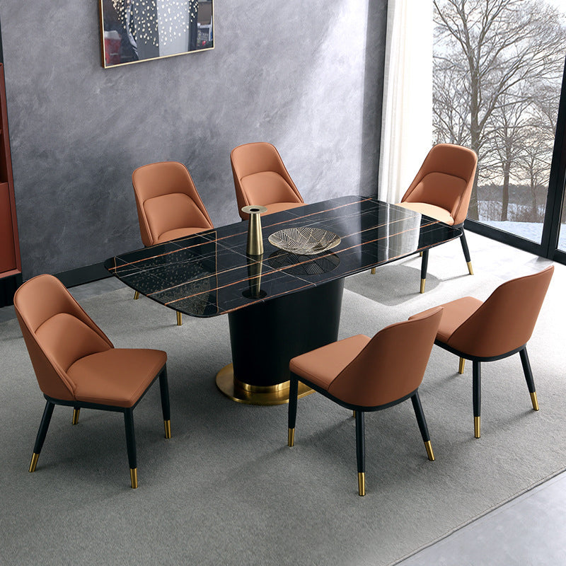 Glam Upholstered Dining Chairs Faux Leather Kitchen Dining Chair in Orange Clearhalo 'Dining Chairs' 'Dining Tables & Seating' 'dining_chair' 'furn' 'furn_dining_chair' 'Furniture' 'Kitchen & Dining Furniture' 6278547