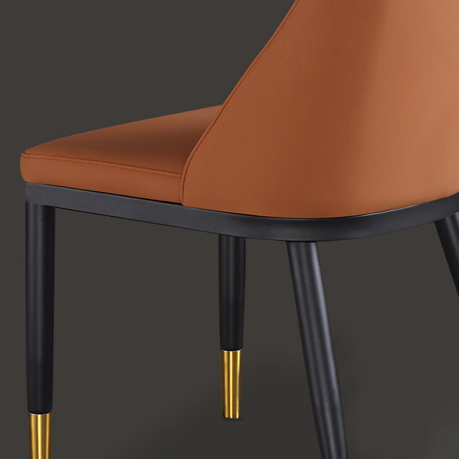 Glam Upholstered Dining Chairs Faux Leather Kitchen Dining Chair in Orange Clearhalo 'Dining Chairs' 'Dining Tables & Seating' 'dining_chair' 'furn' 'furn_dining_chair' 'Furniture' 'Kitchen & Dining Furniture' 6278553