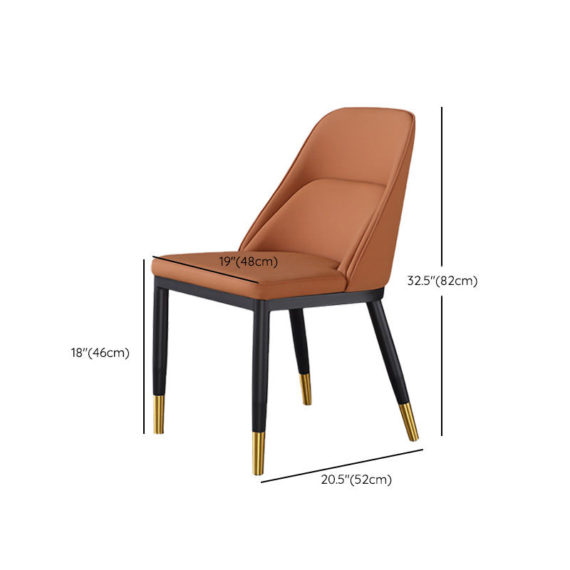 Glam Upholstered Dining Chairs Faux Leather Kitchen Dining Chair in Orange Clearhalo 'Dining Chairs' 'Dining Tables & Seating' 'dining_chair' 'furn' 'furn_dining_chair' 'Furniture' 'Kitchen & Dining Furniture' 6278556