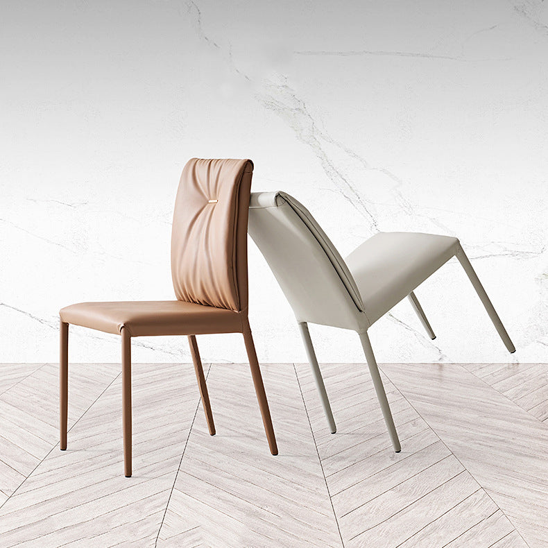 Silla de cena sin brazo de cuero con faux de faux