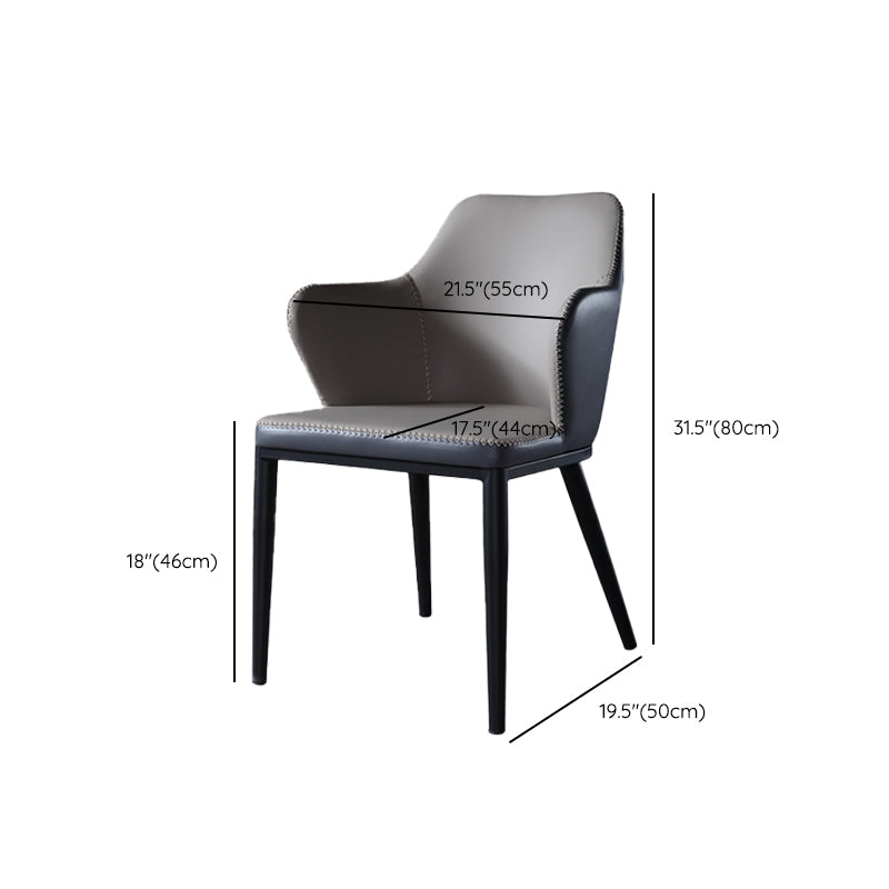 Contemporary Kitchen Dining Chairs Faux Leather Side Chairs in Grey