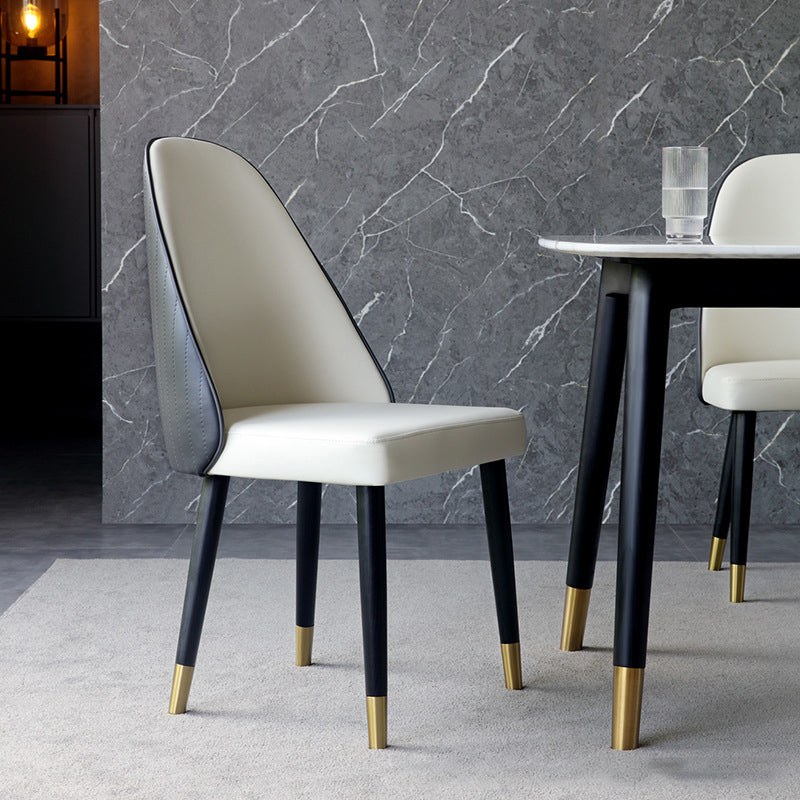 Glam Kitchen Dining Chairs Faux Leather Side Chairs with Wood Legs
