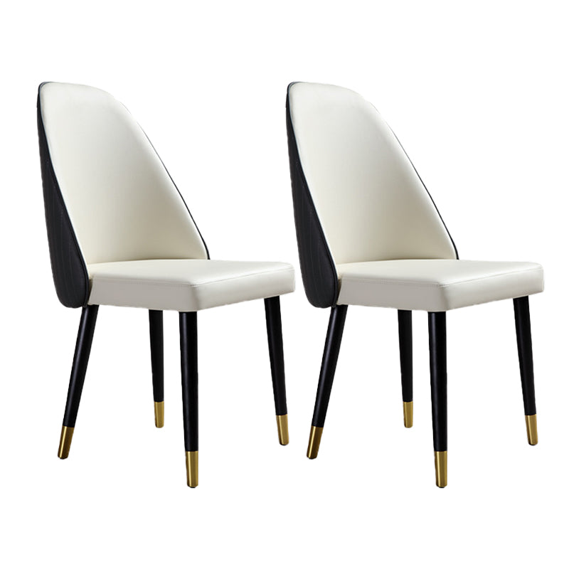 Glam Kitchen Dining Chairs Faux Leather Side Chairs with Wood Legs