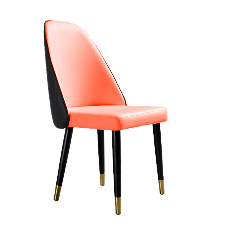 Glam Kitchen Dining Chairs Faux Leather Side Chairs with Wood Legs