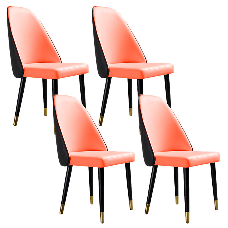 Glam Kitchen Dining Chairs Faux Leather Side Chairs with Wood Legs