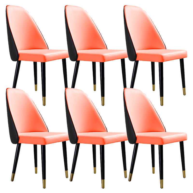 Glam Kitchen Dining Chairs Faux Leather Side Chairs with Wood Legs