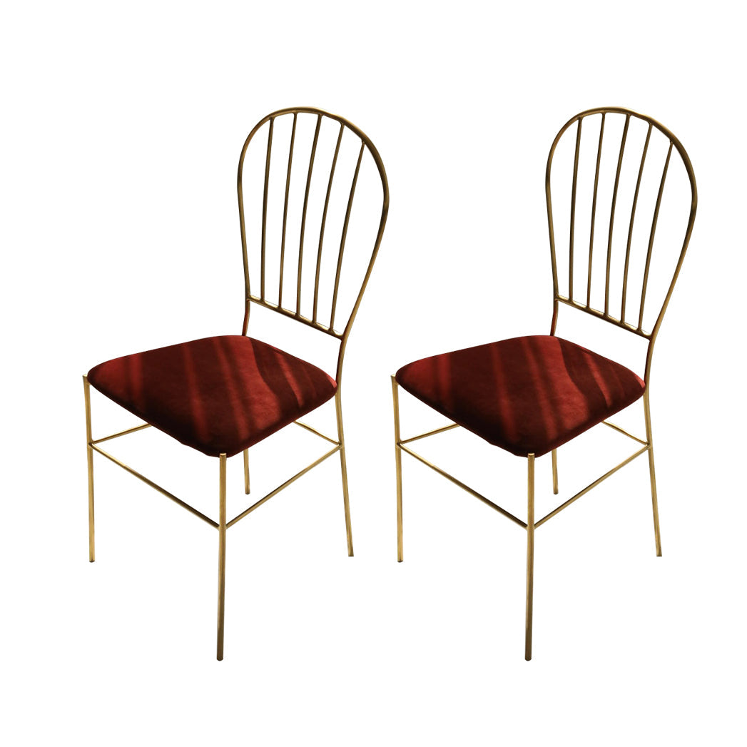 Kitchen Dining Chairs Upholstered Dining Chairs with Metal Legs Red 2 Piece Set Clearhalo 'Dining Chairs' 'Dining Tables & Seating' 'dining_chair' 'furn' 'furn_dining_chair' 'Furniture' 'Kitchen & Dining Furniture' 6278698