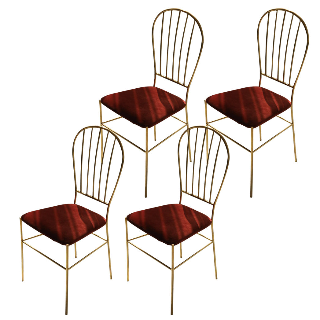 Kitchen Dining Chairs Upholstered Dining Chairs with Metal Legs Red 4 Piece Set Clearhalo 'Dining Chairs' 'Dining Tables & Seating' 'dining_chair' 'furn' 'furn_dining_chair' 'Furniture' 'Kitchen & Dining Furniture' 6278699