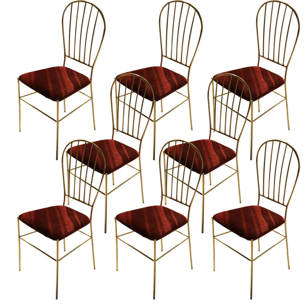 Kitchen Dining Chairs Upholstered Dining Chairs with Metal Legs Red 8 Piece Set Clearhalo 'Dining Chairs' 'Dining Tables & Seating' 'dining_chair' 'furn' 'furn_dining_chair' 'Furniture' 'Kitchen & Dining Furniture' 6278704