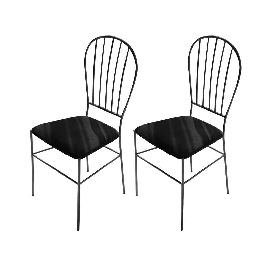 Kitchen Dining Chairs Upholstered Dining Chairs with Metal Legs Black 2 Piece Set Clearhalo 'Dining Chairs' 'Dining Tables & Seating' 'dining_chair' 'furn' 'furn_dining_chair' 'Furniture' 'Kitchen & Dining Furniture' 6278706