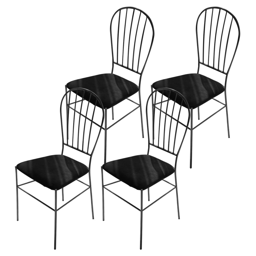 Kitchen Dining Chairs Upholstered Dining Chairs with Metal Legs Black 4 Piece Set Clearhalo 'Dining Chairs' 'Dining Tables & Seating' 'dining_chair' 'furn' 'furn_dining_chair' 'Furniture' 'Kitchen & Dining Furniture' 6278707