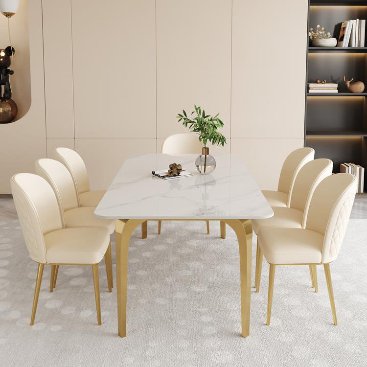 Kitchen Dining Chairs Faux Leather Side Chairs with Gold Metal Legs Clearhalo 'Dining Chairs' 'Dining Tables & Seating' 'dining_chair' 'furn' 'furn_dining_chair' 'Furniture' 'Kitchen & Dining Furniture' 6278726