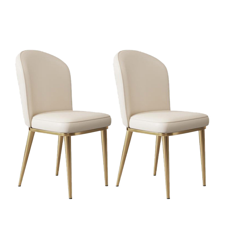Kitchen Dining Chairs Faux Leather Side Chairs with Gold Metal Legs Beige 2 Piece Set Clearhalo 'Dining Chairs' 'Dining Tables & Seating' 'dining_chair' 'furn' 'furn_dining_chair' 'Furniture' 'Kitchen & Dining Furniture' 6278727