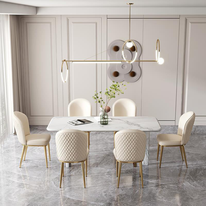Kitchen Dining Chairs Faux Leather Side Chairs with Gold Metal Legs Clearhalo 'Dining Chairs' 'Dining Tables & Seating' 'dining_chair' 'furn' 'furn_dining_chair' 'Furniture' 'Kitchen & Dining Furniture' 6278728