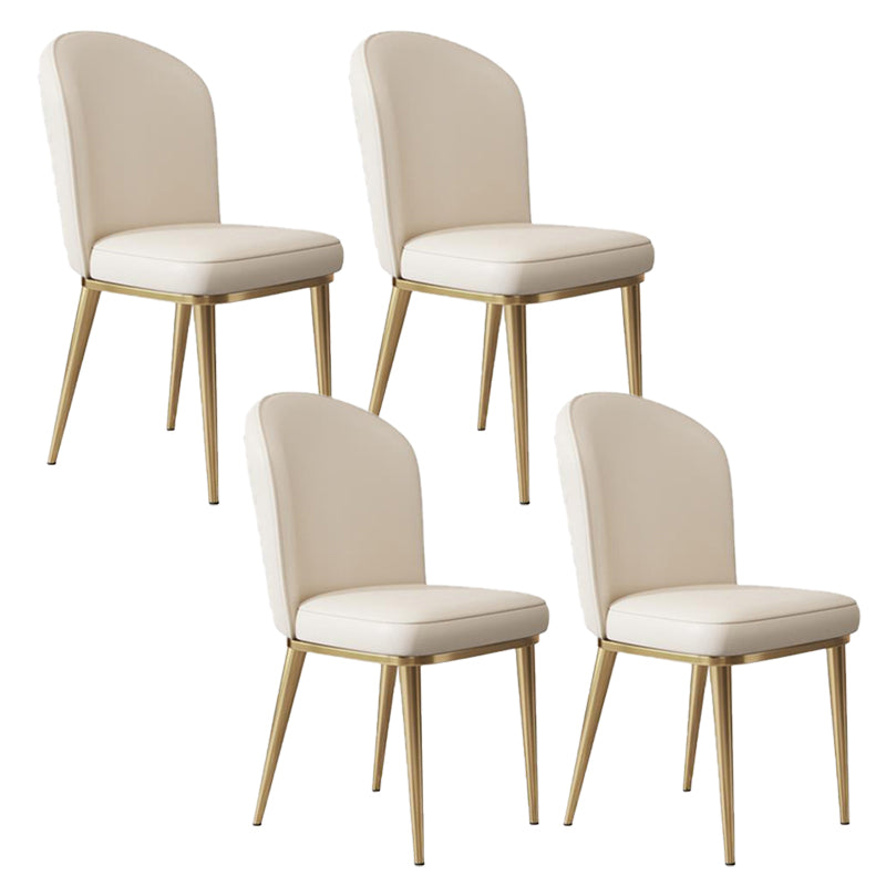 Kitchen Dining Chairs Faux Leather Side Chairs with Gold Metal Legs Beige 4 Piece Set Clearhalo 'Dining Chairs' 'Dining Tables & Seating' 'dining_chair' 'furn' 'furn_dining_chair' 'Furniture' 'Kitchen & Dining Furniture' 6278729