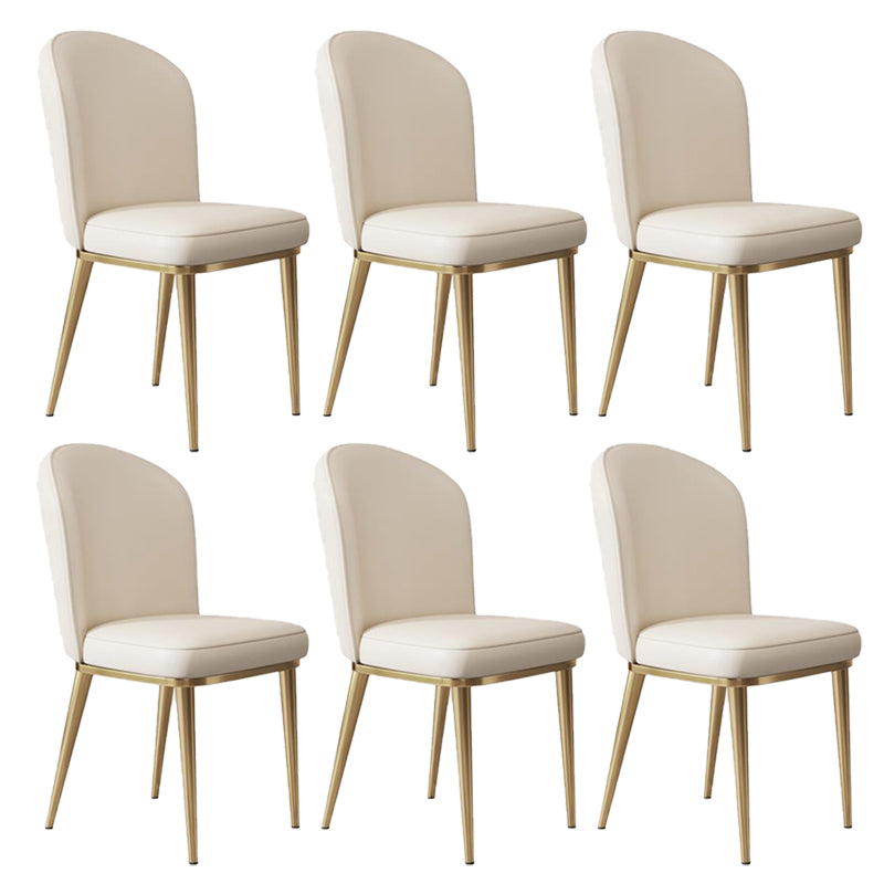 Kitchen Dining Chairs Faux Leather Side Chairs with Gold Metal Legs Beige 6 Piece Set Clearhalo 'Dining Chairs' 'Dining Tables & Seating' 'dining_chair' 'furn' 'furn_dining_chair' 'Furniture' 'Kitchen & Dining Furniture' 6278730