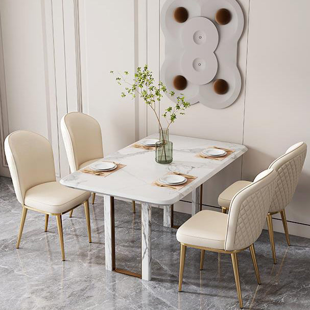 Kitchen Dining Chairs Faux Leather Side Chairs with Gold Metal Legs Clearhalo 'Dining Chairs' 'Dining Tables & Seating' 'dining_chair' 'furn' 'furn_dining_chair' 'Furniture' 'Kitchen & Dining Furniture' 6278731