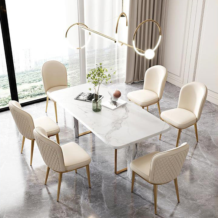Kitchen Dining Chairs Faux Leather Side Chairs with Gold Metal Legs Clearhalo 'Dining Chairs' 'Dining Tables & Seating' 'dining_chair' 'furn' 'furn_dining_chair' 'Furniture' 'Kitchen & Dining Furniture' 6278732