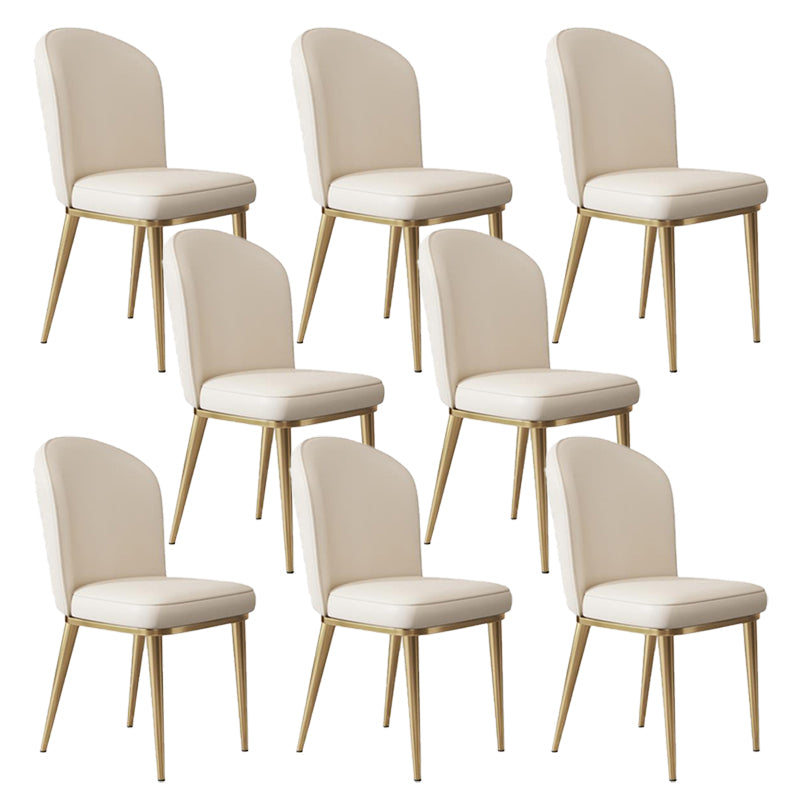 Kitchen Dining Chairs Faux Leather Side Chairs with Gold Metal Legs Beige 8 Piece Set Clearhalo 'Dining Chairs' 'Dining Tables & Seating' 'dining_chair' 'furn' 'furn_dining_chair' 'Furniture' 'Kitchen & Dining Furniture' 6278733