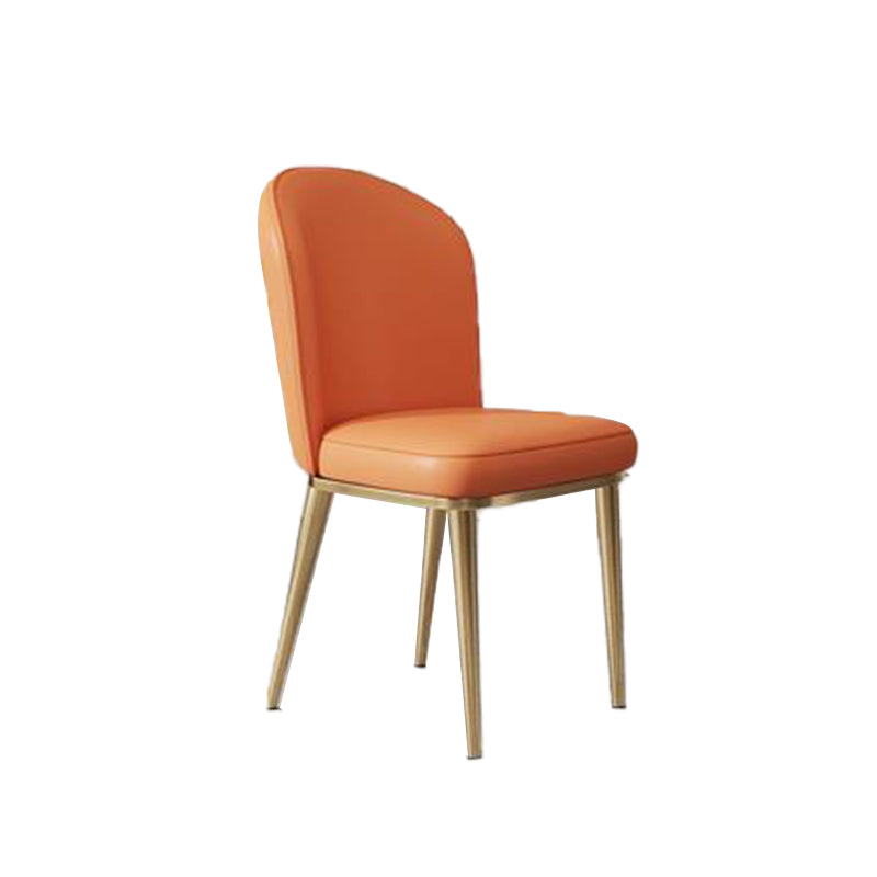 Kitchen Dining Chairs Faux Leather Side Chairs with Gold Metal Legs Orange 1 Piece Clearhalo 'Dining Chairs' 'Dining Tables & Seating' 'dining_chair' 'furn' 'furn_dining_chair' 'Furniture' 'Kitchen & Dining Furniture' 6278735