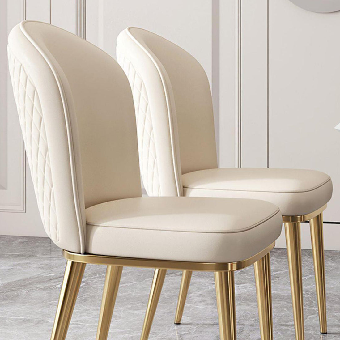 Kitchen Dining Chairs Faux Leather Side Chairs with Gold Metal Legs Clearhalo 'Dining Chairs' 'Dining Tables & Seating' 'dining_chair' 'furn' 'furn_dining_chair' 'Furniture' 'Kitchen & Dining Furniture' 6278739