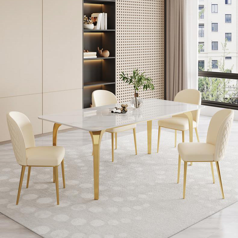 Kitchen Dining Chairs Faux Leather Side Chairs with Gold Metal Legs Clearhalo 'Dining Chairs' 'Dining Tables & Seating' 'dining_chair' 'furn' 'furn_dining_chair' 'Furniture' 'Kitchen & Dining Furniture' 6278740