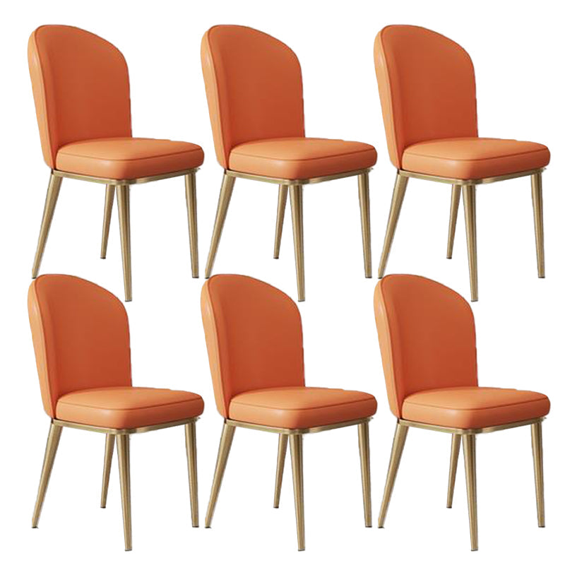 Kitchen Dining Chairs Faux Leather Side Chairs with Gold Metal Legs Orange 6 Piece Set Clearhalo 'Dining Chairs' 'Dining Tables & Seating' 'dining_chair' 'furn' 'furn_dining_chair' 'Furniture' 'Kitchen & Dining Furniture' 6278741