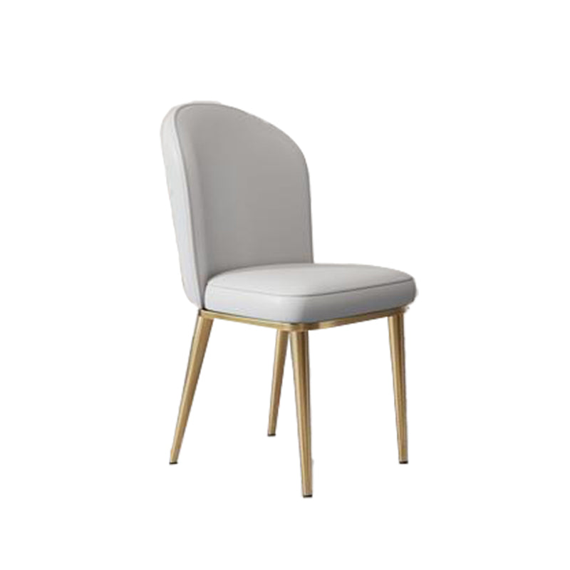 Kitchen Dining Chairs Faux Leather Side Chairs with Gold Metal Legs Light Grey 1 Piece Clearhalo 'Dining Chairs' 'Dining Tables & Seating' 'dining_chair' 'furn' 'furn_dining_chair' 'Furniture' 'Kitchen & Dining Furniture' 6278745