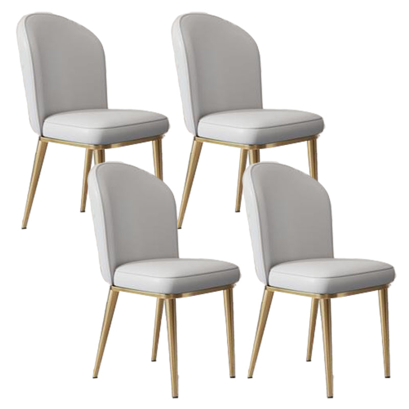 Kitchen Dining Chairs Faux Leather Side Chairs with Gold Metal Legs Light Grey 4 Piece Set Clearhalo 'Dining Chairs' 'Dining Tables & Seating' 'dining_chair' 'furn' 'furn_dining_chair' 'Furniture' 'Kitchen & Dining Furniture' 6278747