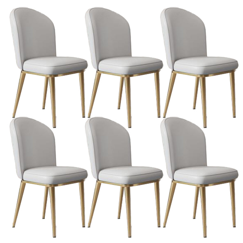 Kitchen Dining Chairs Faux Leather Side Chairs with Gold Metal Legs Light Grey 6 Piece Set Clearhalo 'Dining Chairs' 'Dining Tables & Seating' 'dining_chair' 'furn' 'furn_dining_chair' 'Furniture' 'Kitchen & Dining Furniture' 6278748