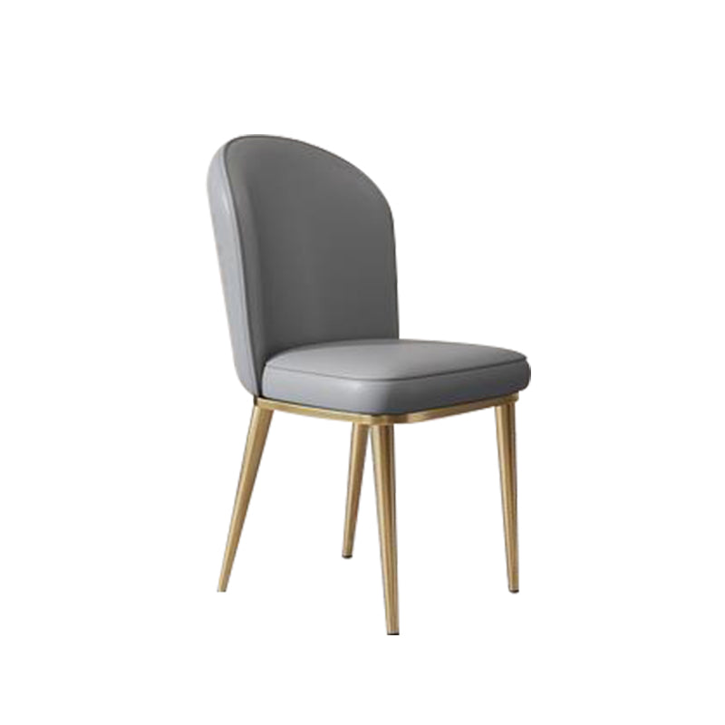 Kitchen Dining Chairs Faux Leather Side Chairs with Gold Metal Legs Dark Gray 1 Piece Clearhalo 'Dining Chairs' 'Dining Tables & Seating' 'dining_chair' 'furn' 'furn_dining_chair' 'Furniture' 'Kitchen & Dining Furniture' 6278750