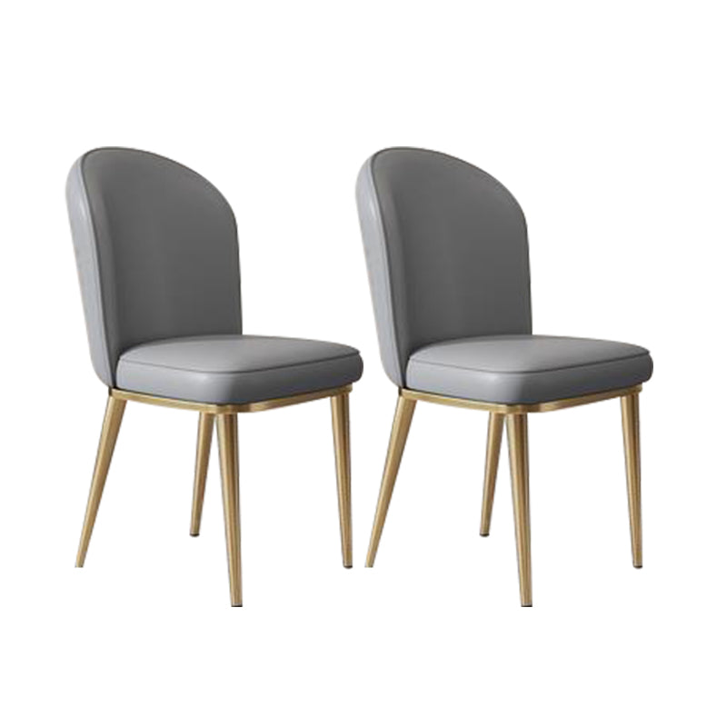 Kitchen Dining Chairs Faux Leather Side Chairs with Gold Metal Legs Dark Gray 2 Piece Set Clearhalo 'Dining Chairs' 'Dining Tables & Seating' 'dining_chair' 'furn' 'furn_dining_chair' 'Furniture' 'Kitchen & Dining Furniture' 6278751