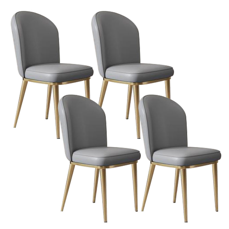 Kitchen Dining Chairs Faux Leather Side Chairs with Gold Metal Legs Dark Gray 4 Piece Set Clearhalo 'Dining Chairs' 'Dining Tables & Seating' 'dining_chair' 'furn' 'furn_dining_chair' 'Furniture' 'Kitchen & Dining Furniture' 6278752