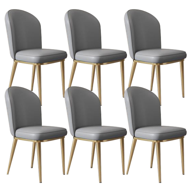 Kitchen Dining Chairs Faux Leather Side Chairs with Gold Metal Legs Dark Gray 6 Piece Set Clearhalo 'Dining Chairs' 'Dining Tables & Seating' 'dining_chair' 'furn' 'furn_dining_chair' 'Furniture' 'Kitchen & Dining Furniture' 6278753