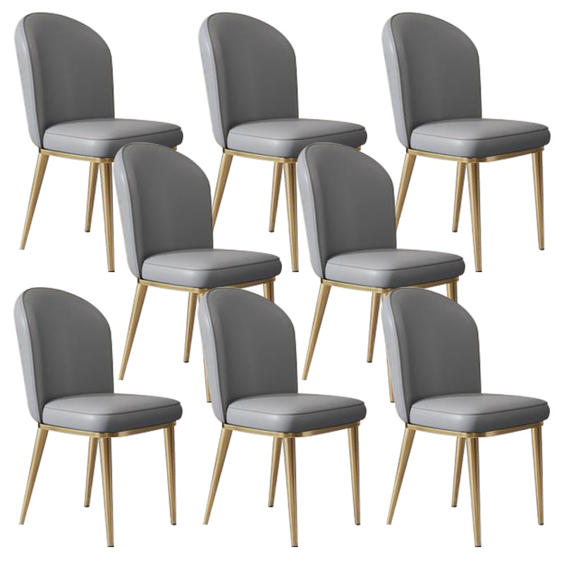 Kitchen Dining Chairs Faux Leather Side Chairs with Gold Metal Legs Dark Gray 8 Piece Set Clearhalo 'Dining Chairs' 'Dining Tables & Seating' 'dining_chair' 'furn' 'furn_dining_chair' 'Furniture' 'Kitchen & Dining Furniture' 6278754