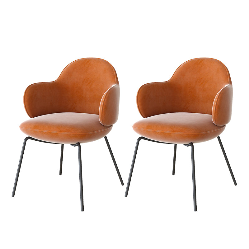 Contemporary Kitchen Dining Arm Chair Upholstered Chair for Kitchen Orange 2 Piece Set Clearhalo 'Dining Chairs' 'Dining Tables & Seating' 'dining_chair' 'furn' 'furn_dining_chair' 'Furniture' 'Kitchen & Dining Furniture' 6278786
