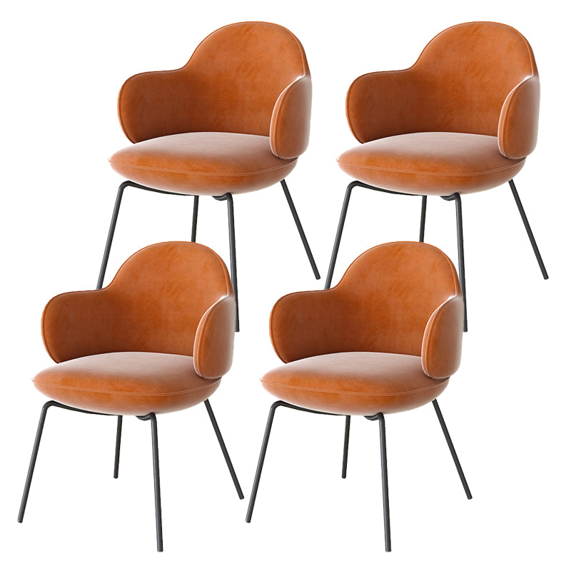 Contemporary Kitchen Dining Arm Chair Upholstered Chair for Kitchen Orange 4 Piece Set Clearhalo 'Dining Chairs' 'Dining Tables & Seating' 'dining_chair' 'furn' 'furn_dining_chair' 'Furniture' 'Kitchen & Dining Furniture' 6278787