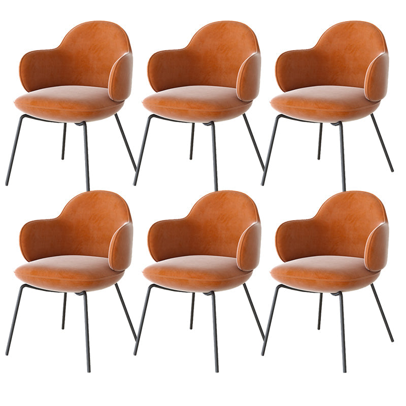 Contemporary Kitchen Dining Arm Chair Upholstered Chair for Kitchen Orange 6 Piece Set Clearhalo 'Dining Chairs' 'Dining Tables & Seating' 'dining_chair' 'furn' 'furn_dining_chair' 'Furniture' 'Kitchen & Dining Furniture' 6278789