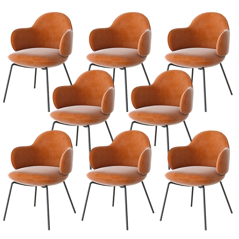 Contemporary Kitchen Dining Arm Chair Upholstered Chair for Kitchen Orange 8 Piece Set Clearhalo 'Dining Chairs' 'Dining Tables & Seating' 'dining_chair' 'furn' 'furn_dining_chair' 'Furniture' 'Kitchen & Dining Furniture' 6278791