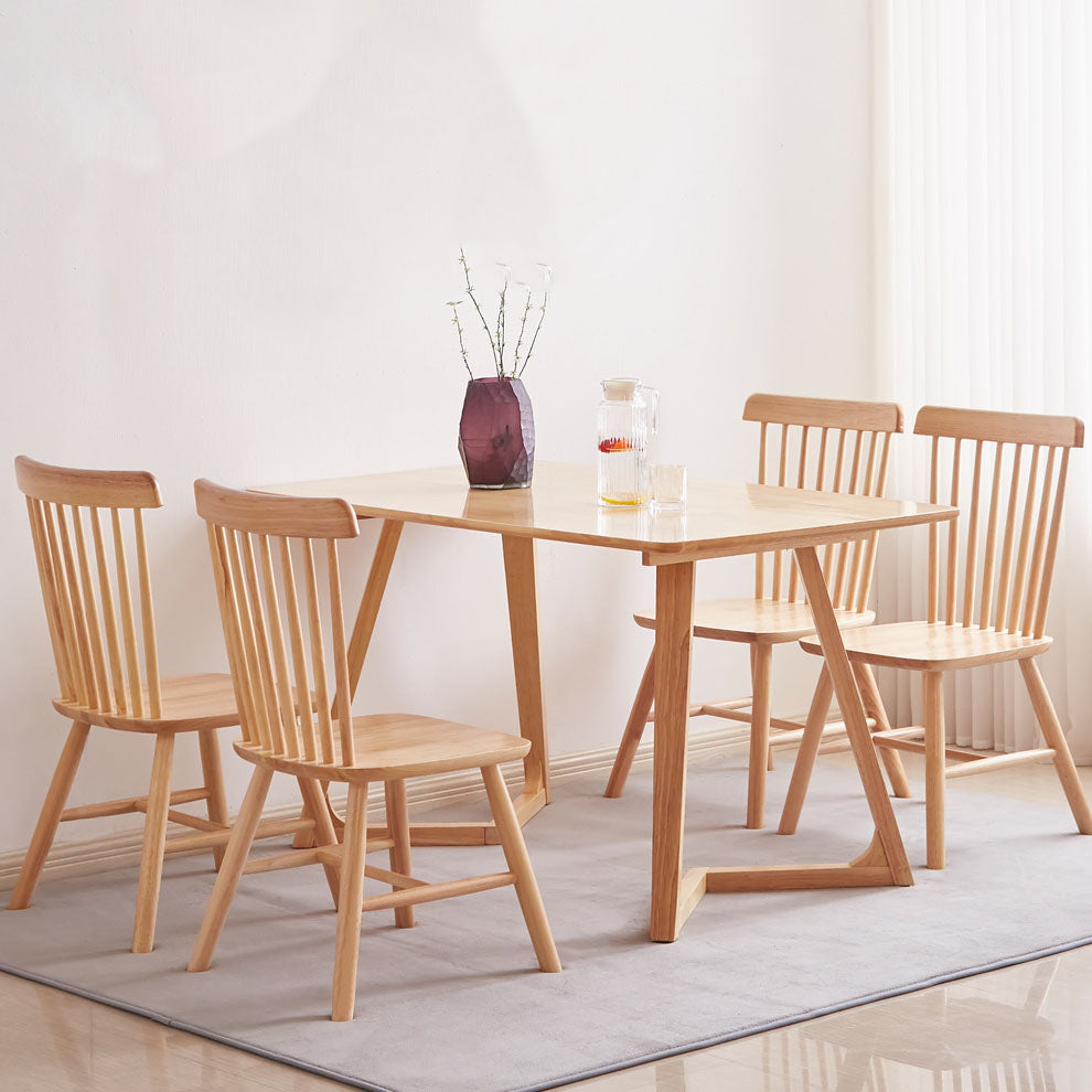 モダンな1/2/5ピースダイニングセット長方形のゴム製の木製ダイニングテーブルダイニングルーム用