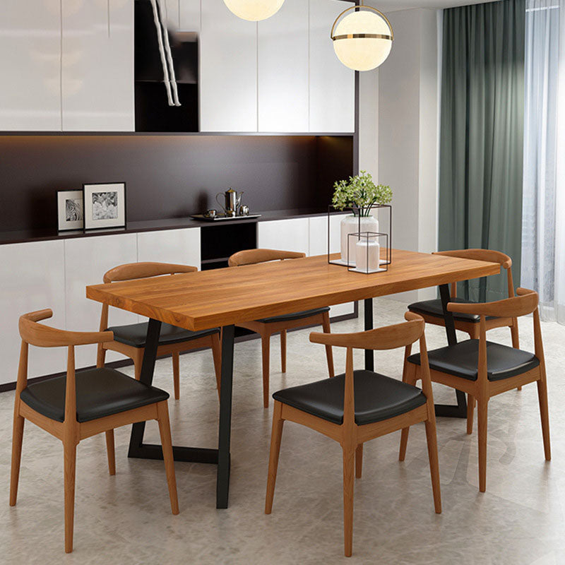 Industrial Pine Wood Dining Table Set 1/2/5/7 Pieces Brown Dinette Set for Home