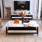 2 - Drawer and 1 - Shelf Coffee Table Rectangular Slate 4 Legs Cocktail Table Clearhalo 'Coffee & Accent Tables' 'Coffee Tables' 'coffee_tables' 'furn' 'furn_coffee_tables' 'Furniture' 'Living Room Furniture' 6279024