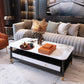 2 - Drawer and 1 - Shelf Coffee Table Rectangular Slate 4 Legs Cocktail Table White Clearhalo 'Coffee & Accent Tables' 'Coffee Tables' 'coffee_tables' 'furn' 'furn_coffee_tables' 'Furniture' 'Living Room Furniture' 6279025