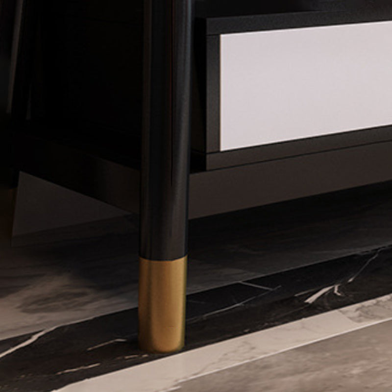 2 - Drawer and 1 - Shelf Coffee Table Rectangular Slate 4 Legs Cocktail Table Clearhalo 'Coffee & Accent Tables' 'Coffee Tables' 'coffee_tables' 'furn' 'furn_coffee_tables' 'Furniture' 'Living Room Furniture' 6279030