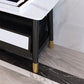 2 - Drawer and 1 - Shelf Coffee Table Rectangular Slate 4 Legs Cocktail Table Clearhalo 'Coffee & Accent Tables' 'Coffee Tables' 'coffee_tables' 'furn' 'furn_coffee_tables' 'Furniture' 'Living Room Furniture' 6279031