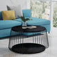 Glam Slate Geometric Coffee Table 17.7" H 1 Single Cocktail Table with Storage Black Gold Clearhalo 'Coffee & Accent Tables' 'Coffee Tables' 'coffee_tables' 'furn' 'furn_coffee_tables' 'Furniture' 'Living Room Furniture' 6279046